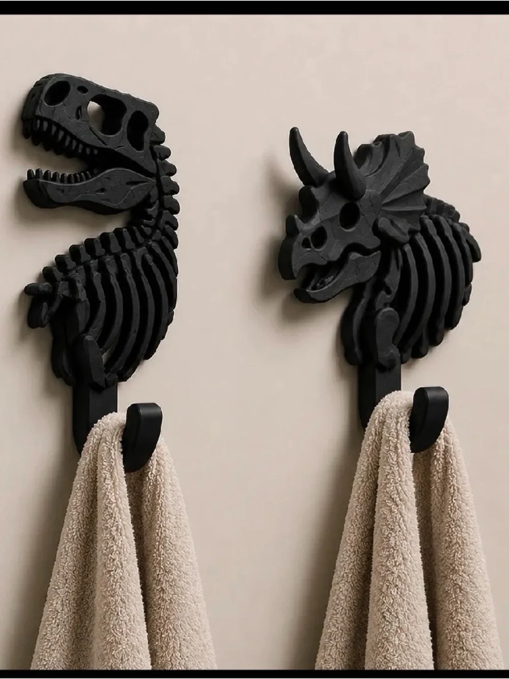 3D Printed Dinosaur Skeleton Wall Hook Set